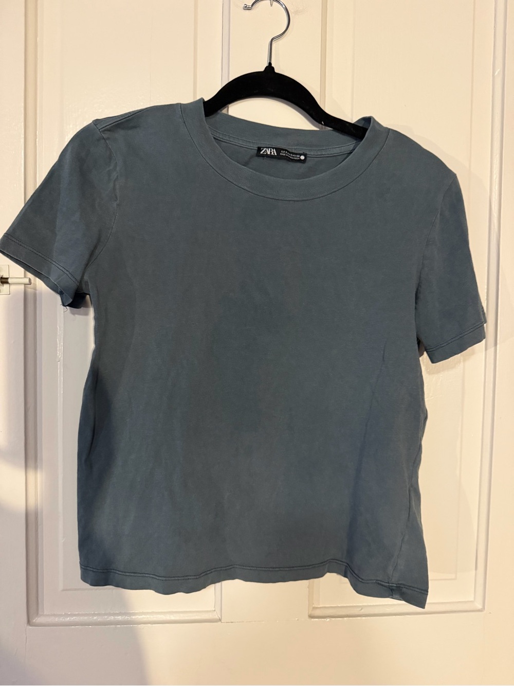 Zara Slate-Blue Crewneck T-Shirt